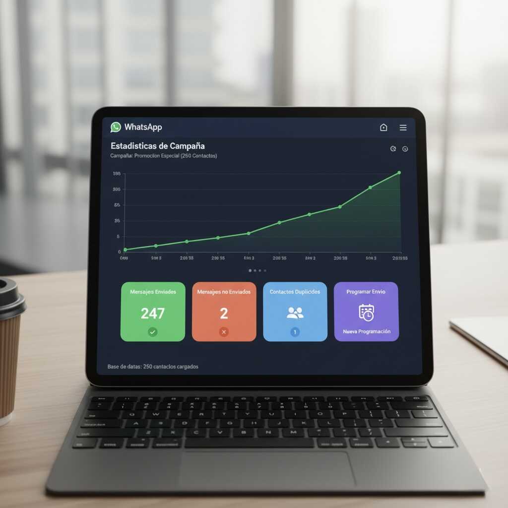 Panel de estadísticas del software mostrando envíos exitosos